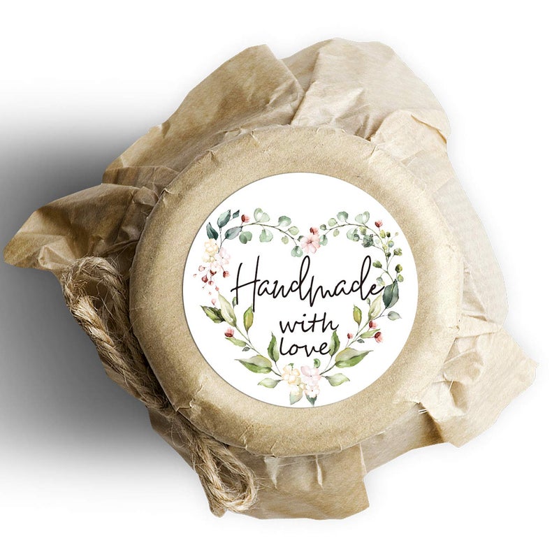 Mr.Mug Greenery Handmade Labels, 1.4 In Round, 500 Adhesive Labels per Roll, Handmade Packaging - Image 4